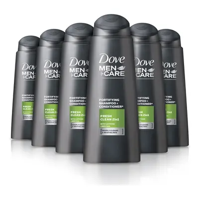 Dove Men+Care Fresh Clean 2in1 Shampoo and Conditioner 400ml (Pack of 6)