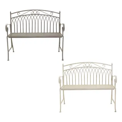 Charles Bentley Seater Wrought Iron Bench Metal Outdoor Garden Patio Seat With Rust Proof Finish