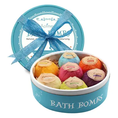 Aofmee Bath Bombs Gift Set, Fizzies Spa Kit Perfect for Moisturizing Skin - 7pcs