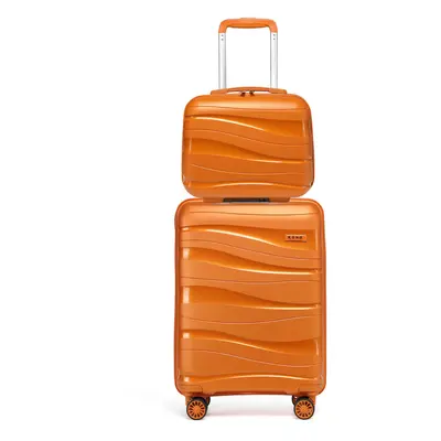 (Orange, 14/20 inch) One Or Four Pieces Lightweight PP Hard Shell Suitcase With TSA Lock