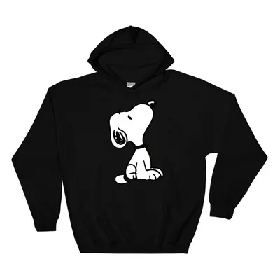 (3X-Large, Black) Alone Snoopy Black Men Women Unisex Hooded Sweatshirt Hoodie