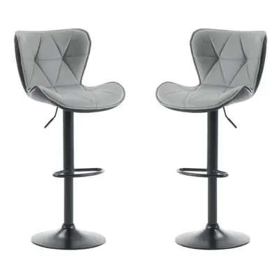 Set of Grey BARCELONA Faux Leather Bar Stools, swivel height adjustable