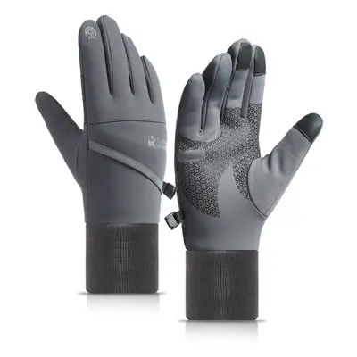 (Grey, L) Antiskid Winter Thermal Outdoor Sports Motorcycle Windproof Touch Screen Gloves