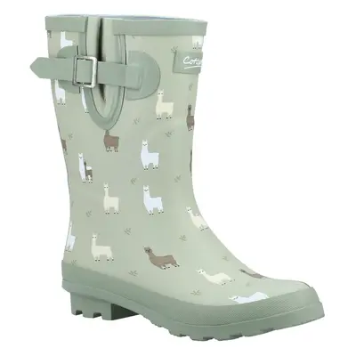 (Green, (Adults')) Cotswold Farmyard Mid Rubber Alpaca Wellington Boots