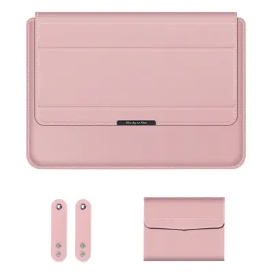 (Pink, inch) Safety Magnetic Leather Stand Portable Laptop Bag for Laptop