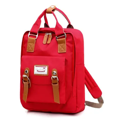 (Red) USB Backpack Student School Bag Waterproof Shoulder Bag Camping Travel