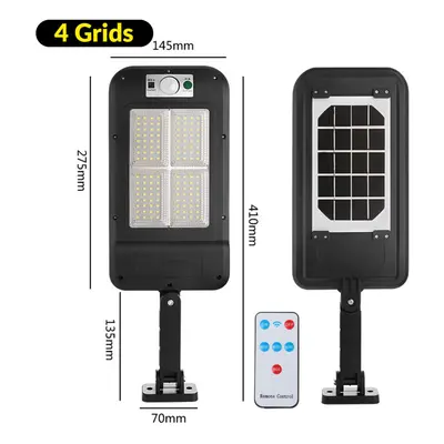 (4 Grids) 128LED Light Rechargeable Solar Power Street Light Human Body Induction Rural Remote C