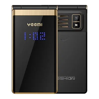 (gold) Yeemi M2-c Gsm Mtk Flip Mobile Phone With 2.84inches Double Screen Big Letters Vibration 