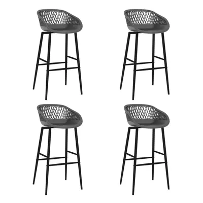 vidaXL 4x Bar Chairs Grey Pub Bistro Chairs Counter High Seats Bar Stools