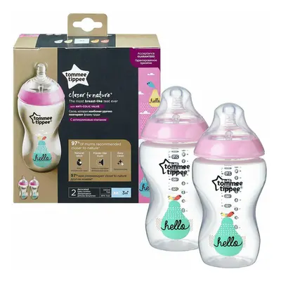 Tommee Tippee Pink Hello Closer To Nature Twin Pack, 340ml