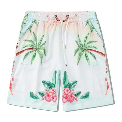 (13, XL) 2023ss Casablanca Beach Coconut Tree Gradient Men Women Short Set T Shrt Hawaii Beach S