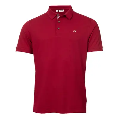 (XL, Burgundy Sport) Calvin Klein Mens Campus Button Ribbed Collar Golf Polo Shirt