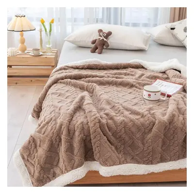 (brown, 150*200cm) Thick Winter Blanket Throw Soft Warm Wool Blankets For Beds Plaid Taff Cashme