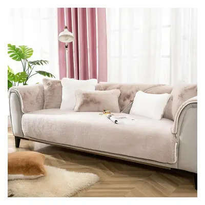 (light coffee, 90*180cm) Winter Soild Color Sofa Covers Towel Soft Plush Couch Cover