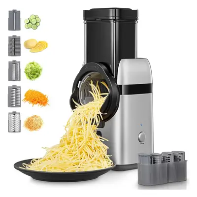 5 in Electric Cheese Grater, Large Feed Chute Electric Grater Vegetable Shredder with Multi Repl