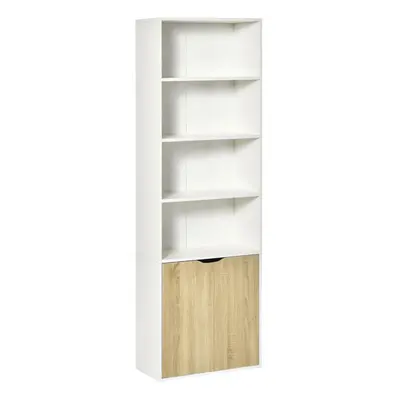 HOMCOM Door Shelves Bookcase Wooden Storage Cabinet Oak