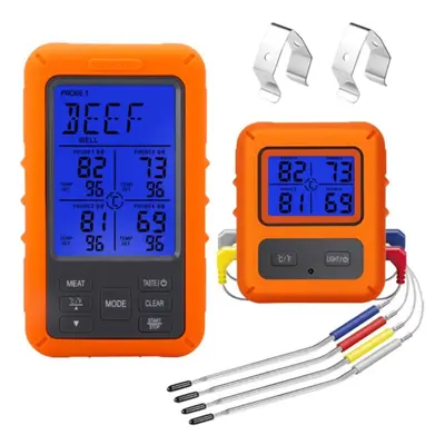 (4-Probe) Wireless Remote Bbq Thermometer Oven Temperature Grill Thermometer Battery Powered Kit