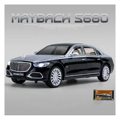 (black, 1/24-22.8x7.6x6.3cm) 1:24 Scale Benz S680 Alloy Scale Model, Pull Back Toy Car With Soun