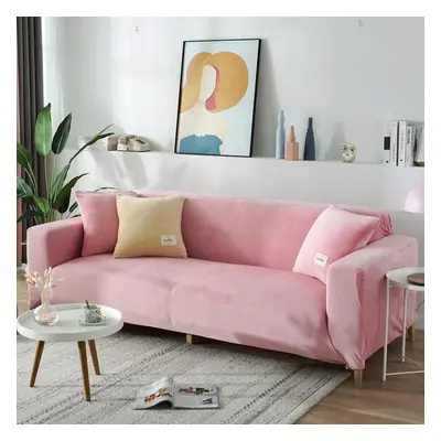 (pink, 4seat (235-300cm)) 1/2/3/4 Seater Shape Corner Sofa Coversthickening Elastic Sofa Cover S