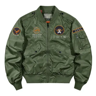 (army green, XXXXXL) Jacket Plus Size Stand Collar Plus Size Flight Jacket Baseball Collar Baseb