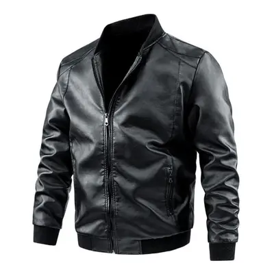 (black, 3XL) Europe And The United States Biker Leather Jacket Men Tide Leather Jacket Spring An