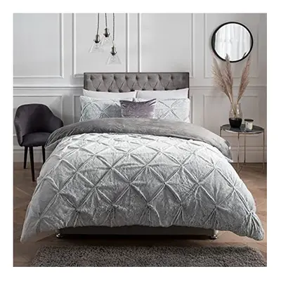 Sleepdown Ruched Diamond Faux Fur Fleece Thermal Warm Cosy Super Soft Duvet Cover Quilt Bedding 