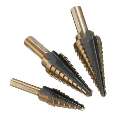 3pcs HSS Nitrogen Step Drill Bit Set 3/16-1/2 1/4-3/4 3/16-7/8