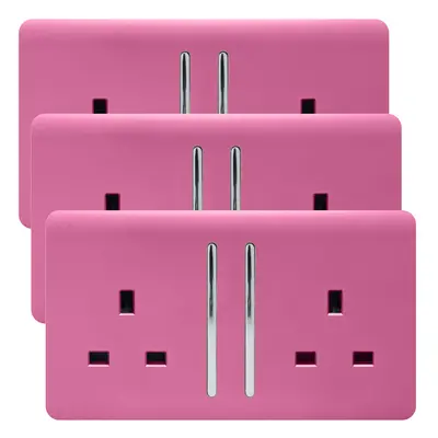 Trendi Gang Artistic Modern Glossy Amp Plug Socket Pink (3 Pack)