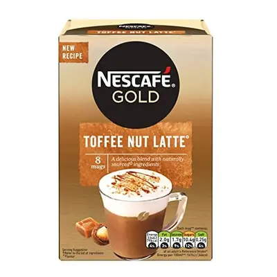 Nescafe Gold Toffee Nut Instant Coffee Sachets (Pack of 6, Total Sachets)