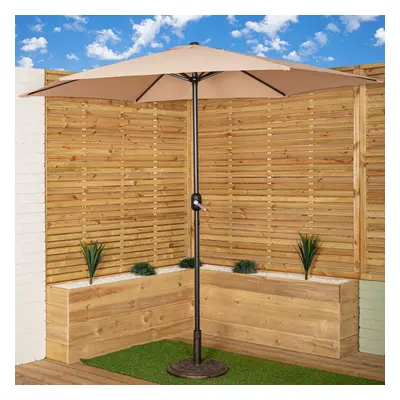 2.7m Havana Garden Patio Parasol with Crank Handle and Cover in Beige