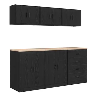 vidaXL Garage Cabinets pcs Black Engineered Wood cabinet tool cabinet