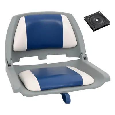 vidaXL Foldable Boat Seat Set Piece with Blue-white Pillow Kayak Canoe Seat