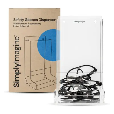 SimplyImagine Safety Glasses Dispenser - Acrylic Holder for Protective Eyewear, Stand or Wall Mo