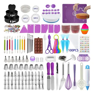 Cake Decorating Supplies Set Piece Baking Pastry Tools with 3-Pack Spring Form Cake Pan Non-Stic