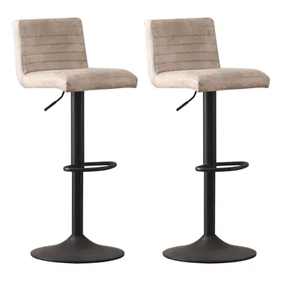 (2x BarStools, BEIGE) Swivel Bar Stools Barstools with Black Base Chairs