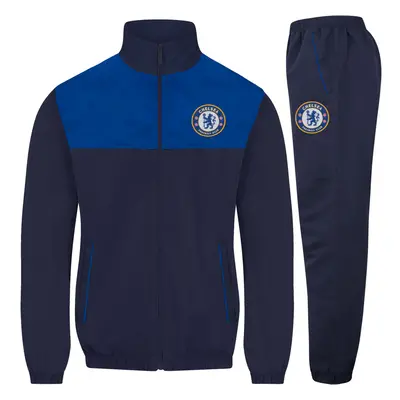 (Navy Blue, Large) Chelsea FC Mens Tracksuit Jacket & Pants Set OFFICIAL Football Gift