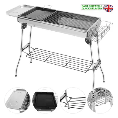 Portable BBQ Grill Stainless Steel Charcoal Barbecue Grill w/Stand