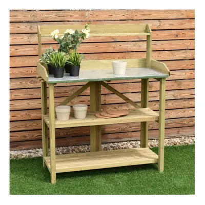 3 Tier Wooden Potting Planting Outdoor Garden Work Bench Table Station Shelf