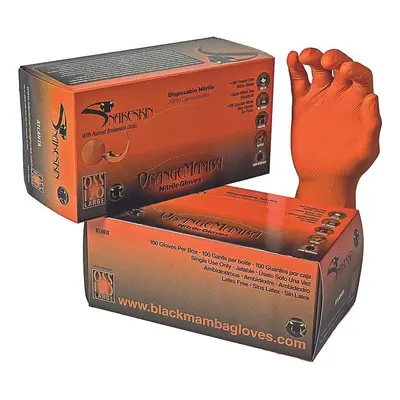 (M) Black Mamba Snakeskin Nitrile Disposable Gloves Orange