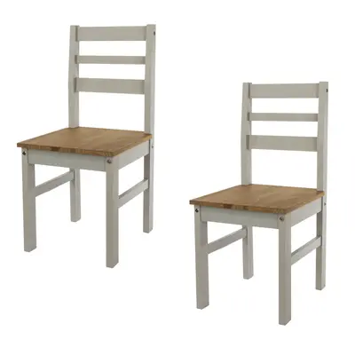 Home Source Corona Linea Grey Ladder Back Dining Chairs Pair