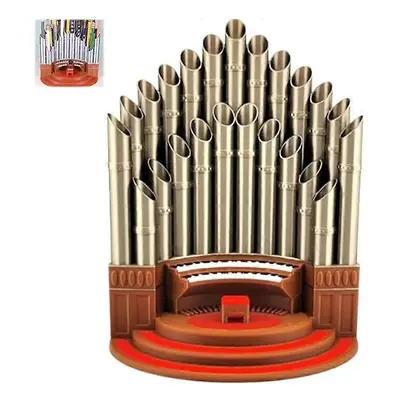 (BROWN) Pipe Organ Pen Pencil Holder,Resin Music Pipe Organ Pen Container Holder Pencil Cup For 