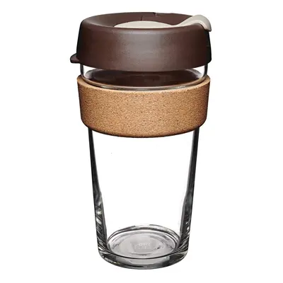 Reusable Tempered Glass Coffee Cup | Travel Mug with Splash proof Lid, Brew Cork Band, Lightweig