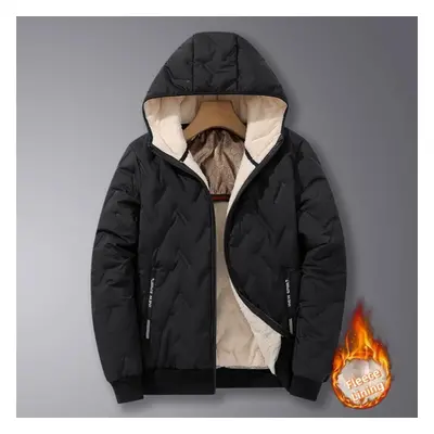 (black, XL) Men&apos;s Hooded Parka Casual Coats For Men Autumn Winter Warm Windproof Padded Jac