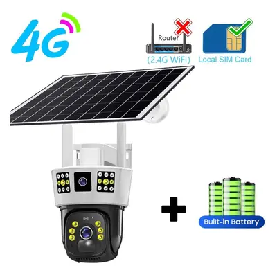 (4G Cam) 6k 12mp Hd Solar Camera 4g Sim Card Wifi Outdoor Ip Wireless Security Cctv Surveillance