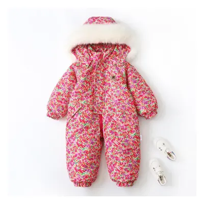 (red, 120(5-6T)) Baby Autumn Winter Ski Suit Thicken Baby Jumpsuit Warm Children Clothing Set Wa