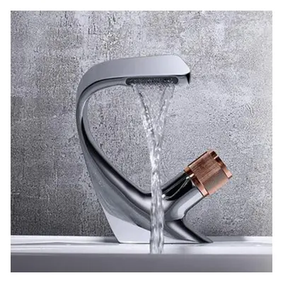 (Black,Rose Gold) Modern Waterfall Faucet Luxury Basin Faucet Bathroom Faucet Deck Installation 