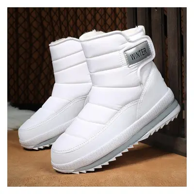 (white, 39) Mctin Boots Women Non Slip Winter Snow Boots Platform Shoes For Men Warm Cotton Padd