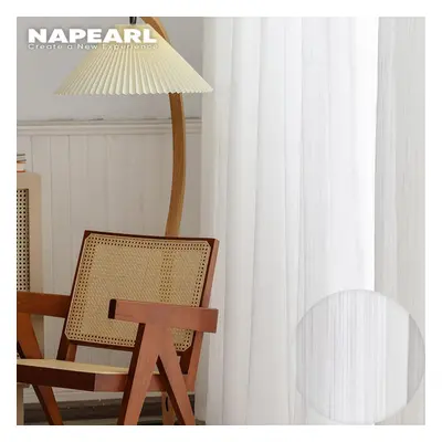 (white, W300cm x L250cm) 1pc Napearl Modern Elegant Solid Color Sheer Curtain Bedroom Soft Textu