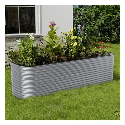 320cm W x 80cm D Oval-Shaped Galvanized Steel Raised Garden Bed