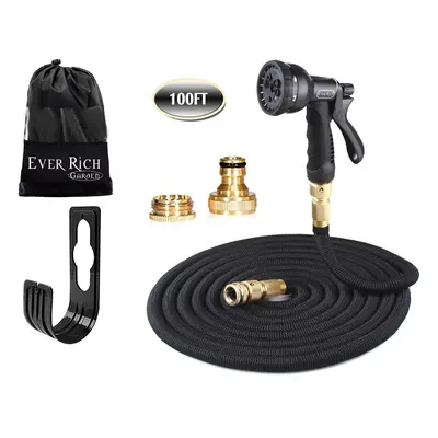 Ever Rich Black Feet Newest Expandable Strongest Magic Hose Pipe with Brass Fittings & 8-pattern